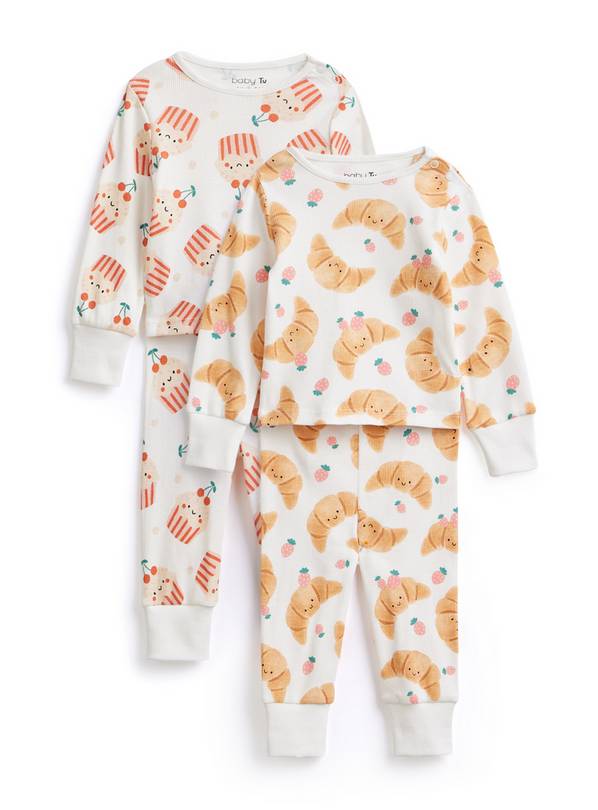  Breakfast Printed Ribbed Pyjamas 2 Pack 6-9 months